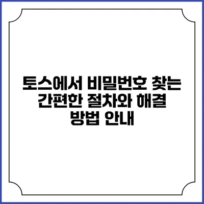 토스에서 비밀번호 찾는 간편한 절차와 해결 방법 안내