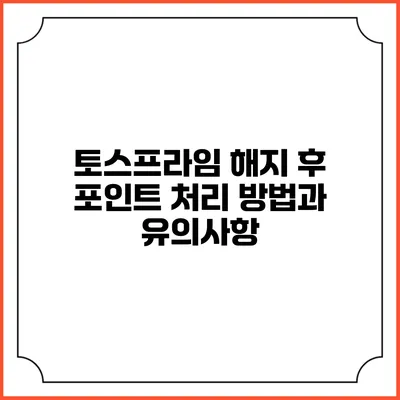 토스프라임 해지 후 포인트 처리 방법과 유의사항