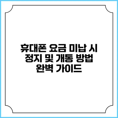 휴대폰 요금 미납 시 정지 및 개통 방법 완벽 가이드